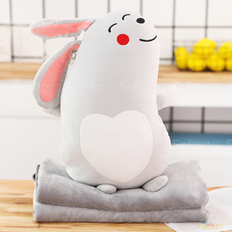 Мягкая игрушка-подушка Кролик с пледом