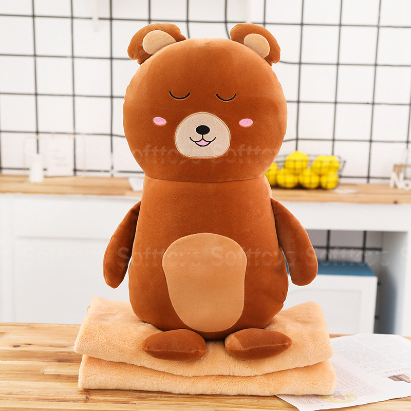 Мягкая игрушка-подушка Медведь с пледом