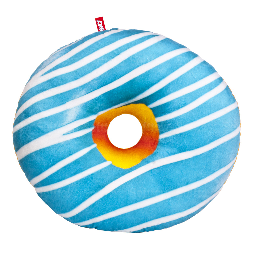 Мягкая игрушка подушка Пончик "Бело-голубая глазурь" 43 см
