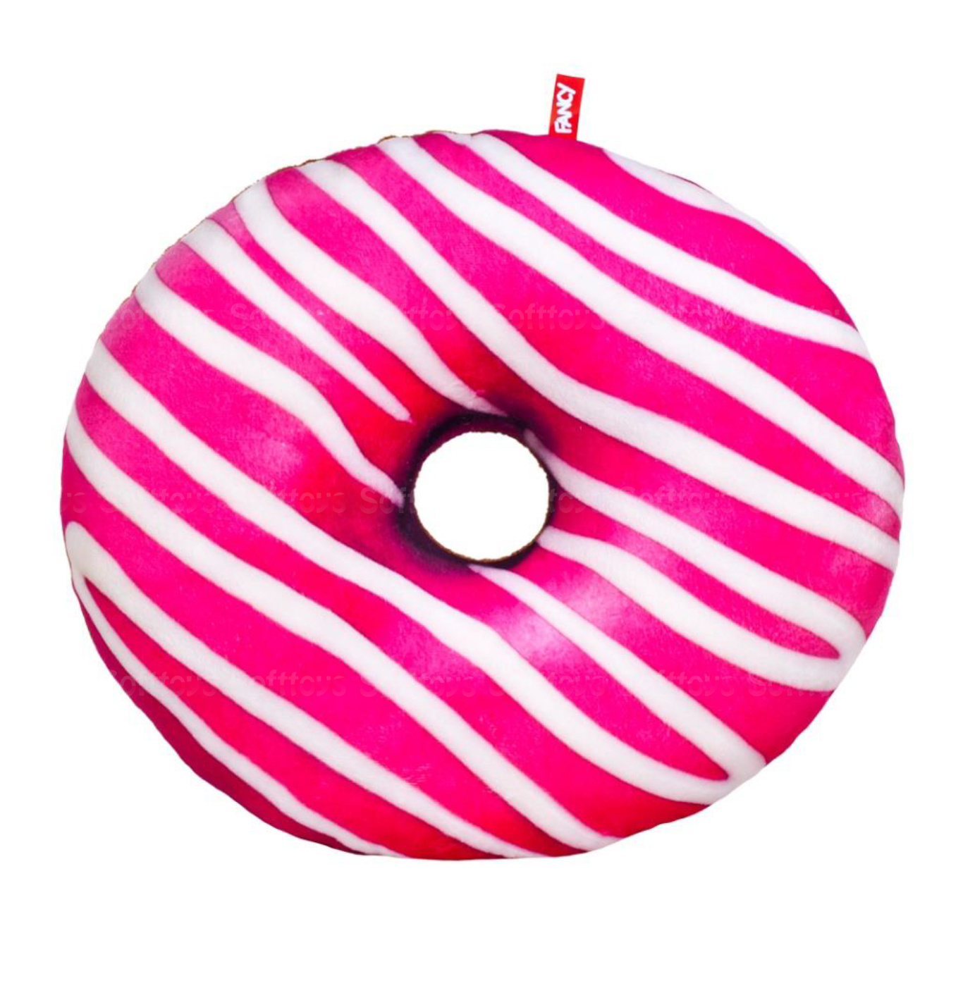 Мягкая игрушка подушка Пончик "Бело-розовая глазурь" 43 см