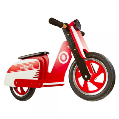 Беговел деревянный 12” Kiddi Moto Scooter красно-белый