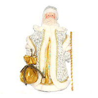 Кукла фарфоровая Дед Мороз в белой шубе 35 см