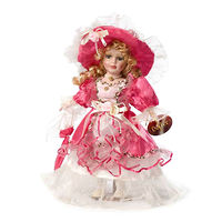Кукла фарфоровая Лиза в малиновом 30 см