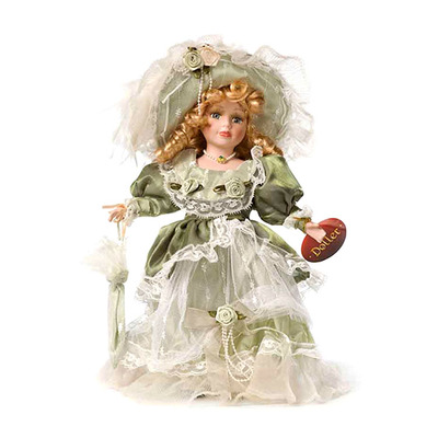 Кукла фарфоровая Лиза в зеленом 30 см