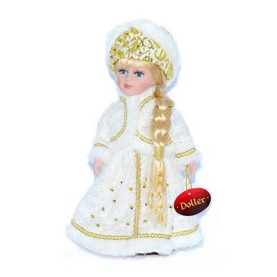 Кукла фарфоровая Снегурочка в белом 30 см