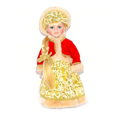Кукла фарфоровая Снегурочка в красном 30 см