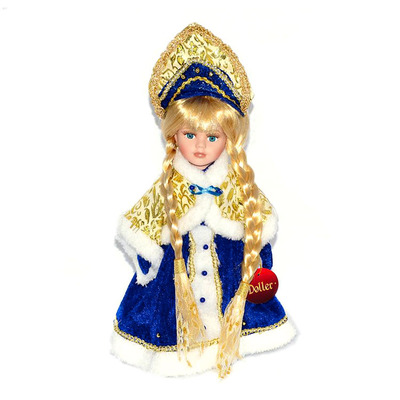 Кукла фарфоровая Снегурочка в синем 30 см